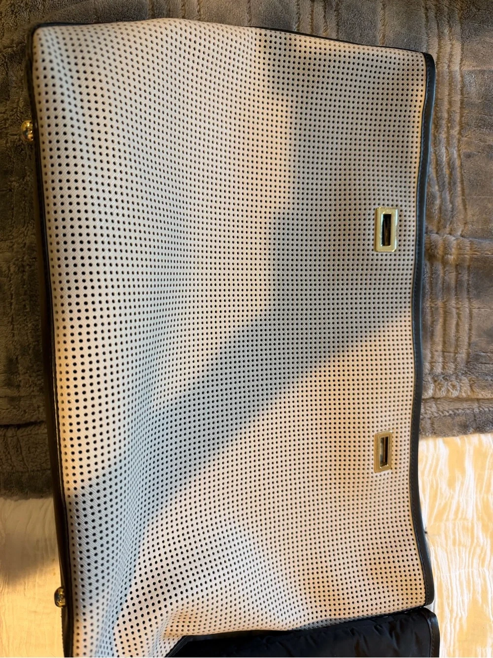 Lo & Sons Black Structured Laptop Tote with Subtle Monogram